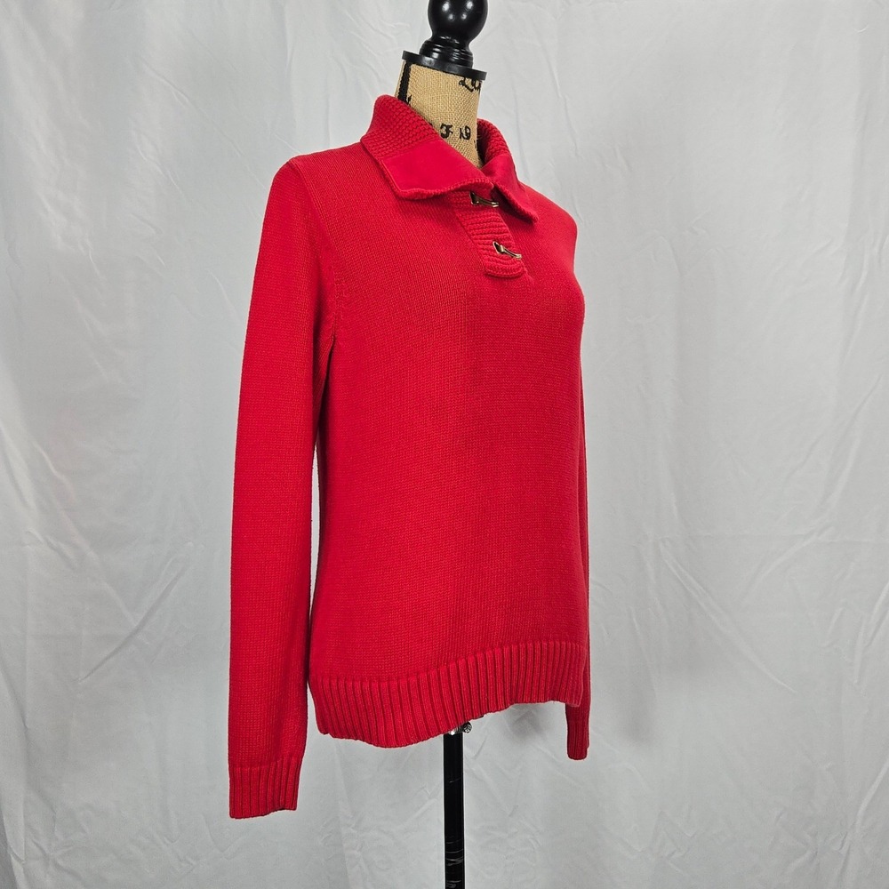 LRL Lauren Jeans Co Ralph Lauren Women's Red Cotton Sweater M Nautical - Picture 6 of 10